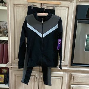 J&W bodybuilding fashion pants & Jacket black gray NWT sz S/M